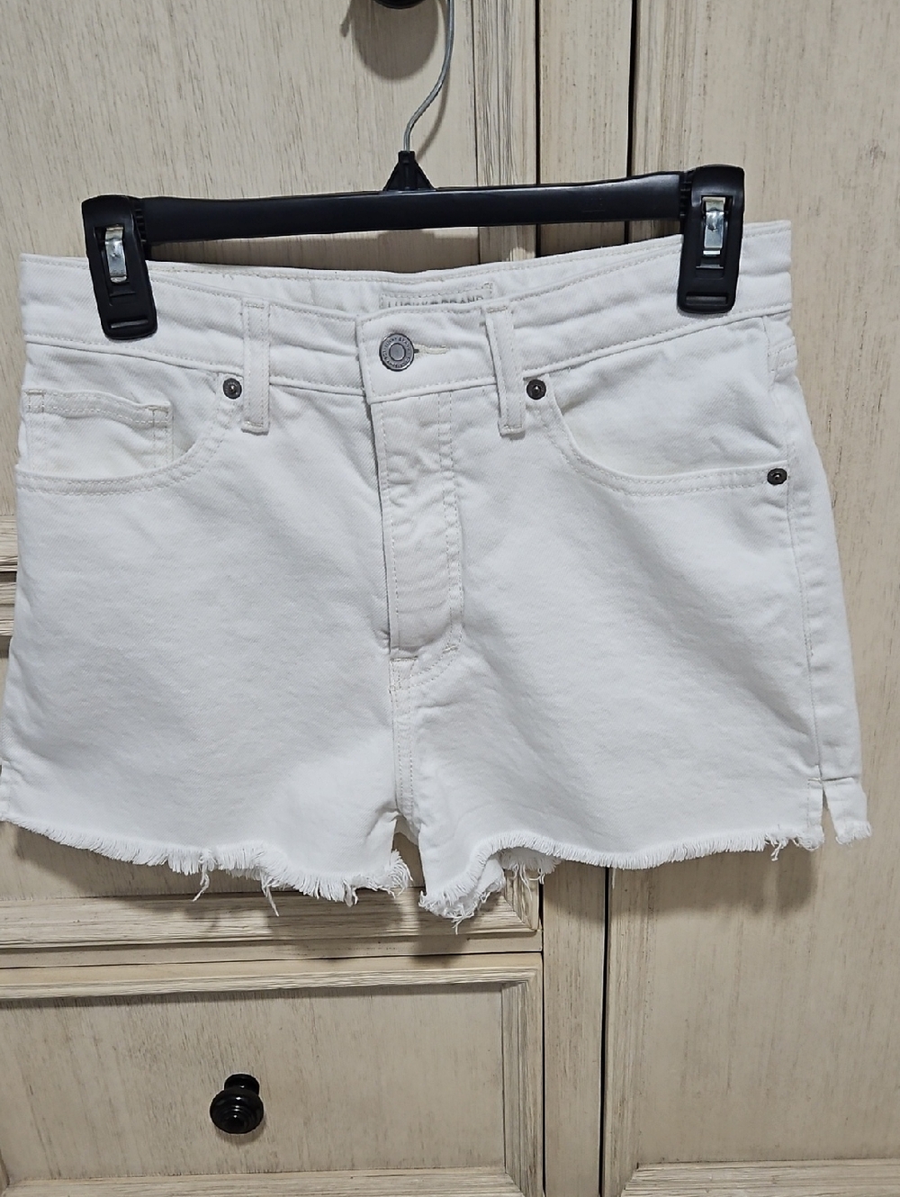 Lucky Brand White Denim Frayed Hem Shorts